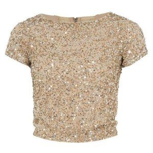 Alice + Olivia Kelli Sequin Crop Top